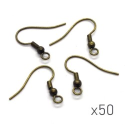 Crochets boucles d'oreilles 18mm bronze x50