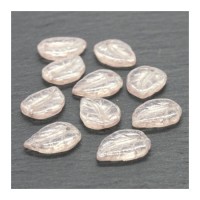 Perles feuilles en verre champagne lustré x10