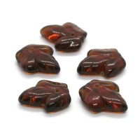 Perle feuille en verre topaze fumée x10