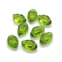 Perle feuille en verre 12mm olivine x10
