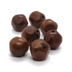 Perles bois exotique taillées rouge 15mm x10