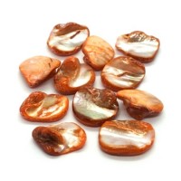 Perles gros chips coquillage orange