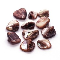 Perles gros chips coquillage nacre marron rosé