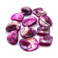 Perles gros chips coquillage nacre  fuchsia