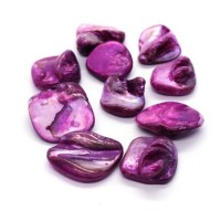 Perles gros chips coquillage nacre  magenta
