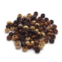 Perles en bois 4mm assortiment marron x100