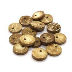 Perles sequins bois de coco naturel x20