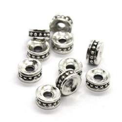 Perles métal rondelles intercalaires argent vieilli 6mm