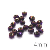Perles rondelles à facettes 4mm violet métallisé x20