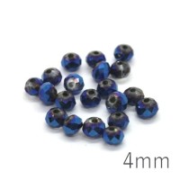 Perles rondelles à facettes 4mm bleu métallisé x20