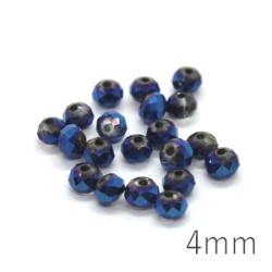 Perles rondelles à facettes 4mm bleu métallisé x20
