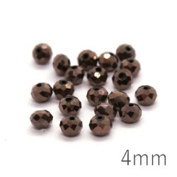 Perles rondelles à facettes 4mm marron foncé métallisé x20