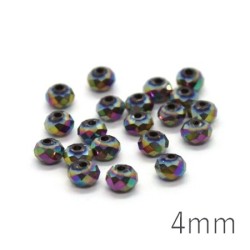 Perles rondelles à facettes 4mm vitrail métallisé x20