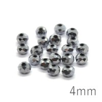Perles rondelles à facettes 4mm argent métallisé x20