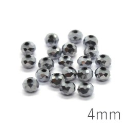 Perles rondelles à facettes 4mm argent métallisé x20