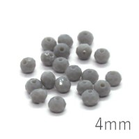 Perles rondelles à facettes 4mm gris opaque x20