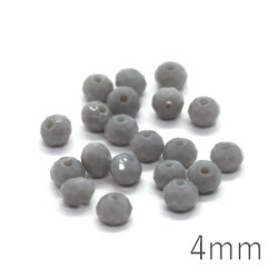 Perles rondelles à facettes 4mm gris opaque x20