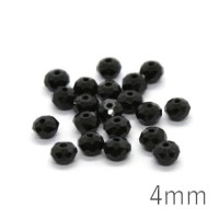 Perles rondelles à facettes 4mm noir x20