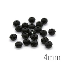 Perles rondelles à facettes 4mm noir x20