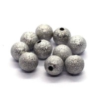 Perles stardust pailletées 8mm vieil argent x10