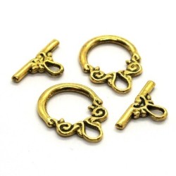 Fermoirs toggle volutes doré x2