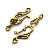 Fermoir crochet doré pour collier x2
