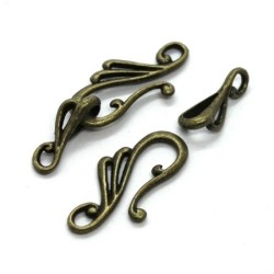 Fermoir crochet bronze pour collier x2