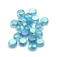 Perles palets en verre 6mm turquoise AB x20