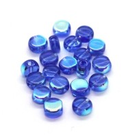 Perles palets en verre 6mm bleu AB x20
