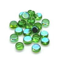 Perles palets en verre 6mm vert AB x20