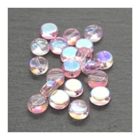 Perles palets en verre 6mm rose AB x20