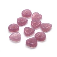 Perles feuilles en verre 9mm rose opale x10
