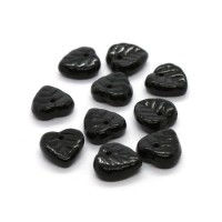 Perles feuilles en verre 9mm noir x10