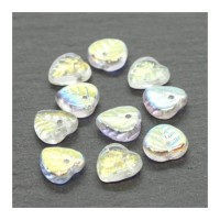 Perles feuilles en verre 9mm cristal AB x10