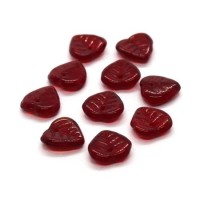 Perles feuilles en verre 9mm rouge x10
