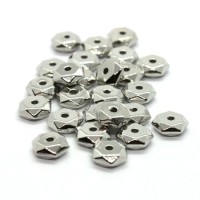 Perles rondelles facettes CCB 7mm synthétique métallisé argent vieilli x25