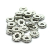 Perles rondelles striées CCB 8mm synthétique métallisé argent vieilli x25