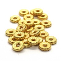 Perles rondelles striées CCB 8mm synthétique métallisé doré x25