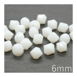 25 perles toupies en verre 6mm blanc AAA