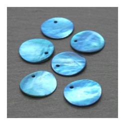 Perles sequins nacre 15mm bleu capri x6