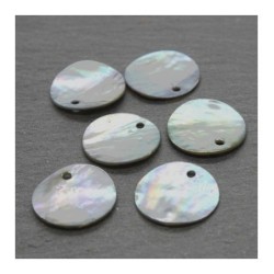 Perles sequins nacre 15mm gris x6