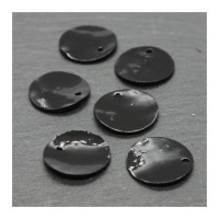 Perles sequins nacre 15mm noir x6