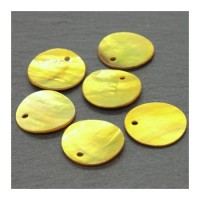 Perles sequins nacre 15mm jaune x6
