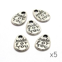 Perles breloques goutte argent vieilli 11mm x5