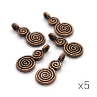 Breloques spirale cuivre 18mm x5