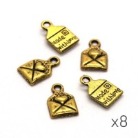Breloques lettre doré 10mm x8