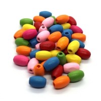 Assortiment perles ovales en bois peintes 12mm