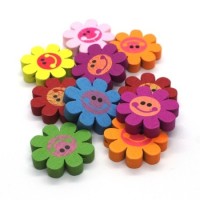 Perles en bois peintes fleur 21mm