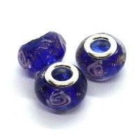 Perle lampwork style pandora bleu foncé