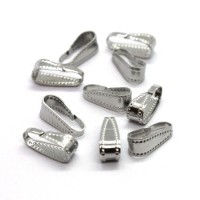 10 Bélières attache pendentif vieil argent 11x4mm